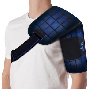 NEWGO Shoulder Ice Pack Wrap Gel Ice Wrap for Shoulder Pain Relief, 2 Hours Long Lasting Cold Pack for Shoulder with Ice Cubes for Shoulder Recovery After Surgery, Swelling, Tendonitis