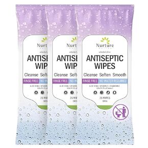Nurture Antibacterial Body & Hand Wipes | Alcohol-Free Antiseptic Wet Sanitizer Towelettes for Germ Removal, Disinfecting Skin, Sanitizing Hands | Natural Moist Cleaning Cloths | Adults & Baby