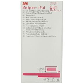 3M™ Medipore™ +Pad Soft Cloth Adhesive Wound Dressing, 3570, 9X20CM, 25/Carton, 4 Carton/Case