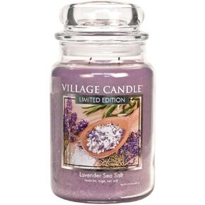 Village Candle Lavender Sea Salt Large Glass Apothecary Jar Scented Candle, 21.25 oz, Purple