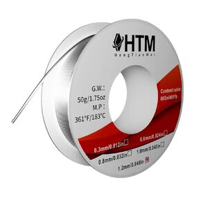 HengTianMei 60/40 Low Melt Tin Lead Rosin Core Solder Wire, for Electronic Soldering (0.8mm/50g)