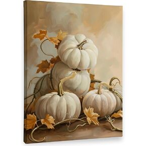 PHAMTE Fall Wall Art Decor Canvas, Fall Autumn Pumpkin Pictures Wall Decor Decorations Art for Living Room Home Harvest Thanksgiving Halloween, Vintage Framed Canvas Artwork for Walls Wall Decor 11x14