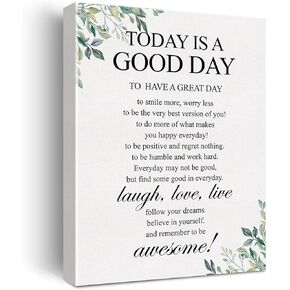 Canvas Wall Art Inspirational Today is a Good Day Quote Canvas Print Painting Home Wall Decor Framed Gift 12x15 Inch