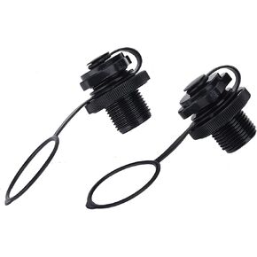 Screw Inflation Valve, Inflatable Boat Valve Spiral Plugs One Way Replacement Parts Nozzles Leakproof Component Dinghy for Raft Kayak Mattress Pool Rubber Airbeds Towable Tube Fishing 2PCS Black