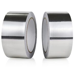 BOMEI Pack 2 Rolls Aluminum Foil Tape, 3.6 mil x 2 inch x 65 Feet SilverTape, Insulation Adhesive Metal Tape, High Temperature Heavy Duty HVAC Tape for Ductwork, Dryer Vent