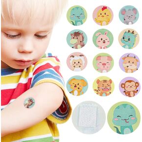 Bandages Mini Round Bandages Water Resistant Wound Care Vaccine Patch Small Self Adhesive Breathable First Aid Bands,Cartoon Print,100Pcs