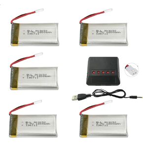 Accessories 5PCS 3.7V 1200mAh Upgrade Li-Polymer Battery and 5 in 1 Charger for SYMA X5SW X5SC X5SC-1 RC Quadcopter Drone
