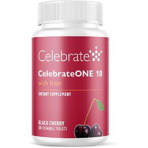 Celebrate Vitamins CelebrateONE 18 Chewables, 18mg Iron - One A Day Bariatric Multivitamin, Essential Vitamins & Minerals - Gastric Bypass & Sleeve Gastrectomy Supplement - Black Cherry (30 Tablets)