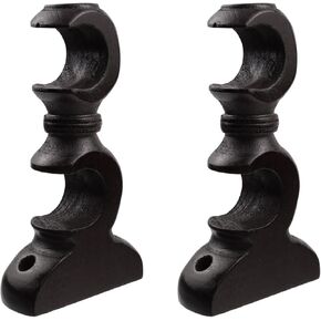 Woogim 2PCS White 29MM Double Wood Curtain Rod Hangers Ceiling Mounted Rod Support Window Curtain Hooks with Screws