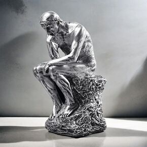 Resin The Thinker Thinking Man Statue Sculpture Frgurine Gift for Home Office Living Room Desktop Display Decorative Decoration (Black)