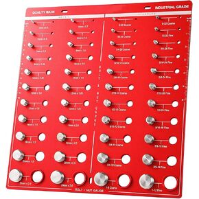 44 Nut and Bolt Thread Checker, Accurate Size Bolt and Nut Identifier,Bolt and Nut iIdentifier Gauge,Bolt and Nut Identifier Gauge for Nut and Bolt Specification Inspection (Red)