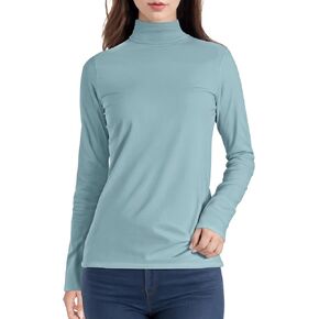 Womens Long Sleeve Turtleneck T-Shirts Mock Neck Underwear Fall Winter Fashion Base Layer Casual Lightweight Soft Tops