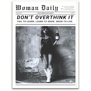 Generic Preppy Trendy Art Poster Black And White Wall Art Canvas Prints Poster Newspaper News Prints Art Retro Bar Cart Decor Girly Aesthetic Art Women print Poster Gift 12x16in Unframed poster