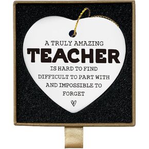 Teacher Appreciation Gifts Thank You Gifts for Women Men Teacher Christmas Gifts End of the Year Teacher Gifts A Truly Great Teacher Heart Ceramic Hanging Ornaments