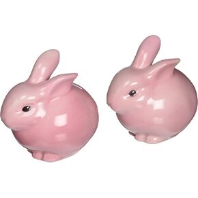 Cosmos 61107 Gifts Ceramic Pink Bunny Salt and Pepper Set, 3-3/4 Inches High