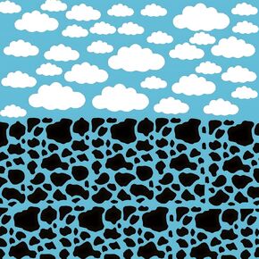 172 Pcs Cow Print Cloud Wall Decals Stickers, DIY Vinyl Art Stickers Perfect for Our Toy Cartoon Story Themed Party for Kids Boys Girls Cartoon Birthday Farm Themed Party Decor, Glass Window Sticker