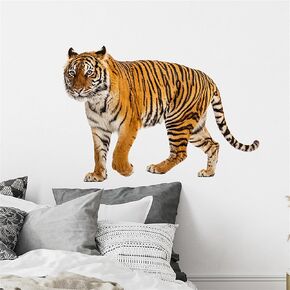 WAFT YEARN Vinyl Removable 3D Realistic Lifelike Tiger Vivid Animals Safari Wall Decal Wall Sticker Wall Decor Nursery School Classroom Bedroom Bathroom Boys Girls Room Playroom 21.65 in by 21.65 in