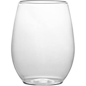 PLASTICPRO 6 Pack Pink With Gold Rim Plastic Wine Glasses Stemless Disposable 12 oz BPA Free Shatterproof Plastic Wine Cups Wine Glasses for Parties