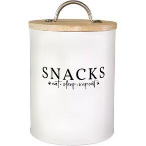 Simply Unleashed White Dog and Cat Treat Container with Easy to Open Bamboo Lid, 12 cups/ 98 oz.
