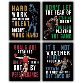 Motivational Quotes Basketball Posters For Boys Bedroom Sports Posters Gift For Sports Fans Men, Boys, Teens - Inspirational Wall Decor Print, Basketball Room Decor Teen Boy Room Decor (8x10 Unframed)