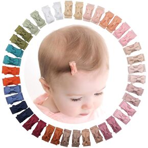 60 Pcs Baby Hair Clips Bows for Girls Mini Baby Bows Snap Clip Grosgrain Ribbon 1.2" Tiny Hair Bows Clips for Baby Girls Toddlers Infant Fine Hair (30Colors in Pairs)