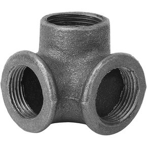 Right Angle Black Malleable Iron Tee Fitting 3-Way Side Exit Elbow Connector (1-Pack) (3/4 INCH)