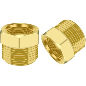SDTC Tech 2-Pack Brass Bushing Reducer Adapter 1/2-Inch NPT Male Thread to 1/4-Inch NPT Female Thread Pipe Fittings