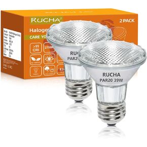 PAR20 Halogen Buld, 120V 39W Dimmable PAR20 Reflector Flood Light Bulds with E26 Base, for Range Hood Light Bulbs, Track Light Bulbs, Oven Light Bulb, Ceiling Can Lamp, 2 Pack