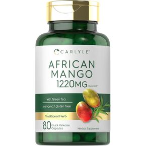 Carlyle African Mango Supplement 1220mg | 80 Capsules | with Green Tea Extract | Non-GMO, Gluten Free
