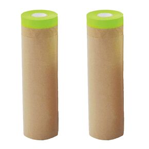Paint Masking Paper with Adhesive 18in x 50Ft Pre-Taped Masking Paper for Painting Tape and Drape Painters Paper Roll for Automotive Furniture Wall Protection(2 Rolls)