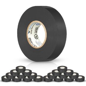 OHLECTRIC Professional Grade Electrical Tape, Flame Retardant High Temperature Weather Resistance Premium PVC Tape - 60' x 3/4" x 7 mil Thick - Electricians Value Pack of 20 Rolls - Black