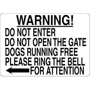 Uptell Do Not Enter Open Gate Dogs Running Free Ring Bell Metal Sign 8x12 Inches Dog Warning Notice