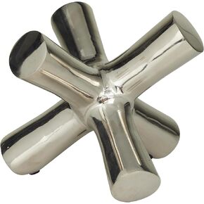 Deco 79 Aluminum Metal Abstract Decorative Sculpture Jack Home Decor Statue, Accent Figurine 8" x 9" x 7", Silver