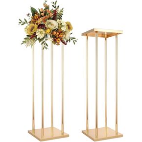 2 Pcs Wedding Centerpieces for Tables Vase Stand, 23.6in Tall Vases Geometric Rectangular Tables Centerpieces Reception Geometric Flower Vase Rack for Wedding Decorations, Birthday, Event