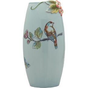 Fitz & Floyd Fitz and Floyd English Garden Ceramic Flower Vase, 10.25 Inch, Blue
