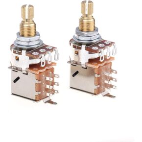 Musiclily Pro Brass Full Metric Sized Push/Pull Guitar Pots A500K Audio Taper Potentiometers for Electric Guitar (Set of 2)