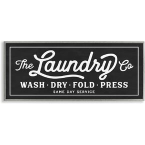 The Stupell Home Decor Collection Vintage Laundry Sign Cursive Typography Wall Plaque Art, 7 x 0.5 x 17, Proudly Made in USA - wrp-1149_wd_7x17