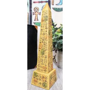 Ebros Egyptian Temple of Ra Desert Obelisk with Hieroglyphs Statue 8" Tall Ancient Egypt Landmark Obelisks Pillar Tower Figurine (Sandstone Brown)