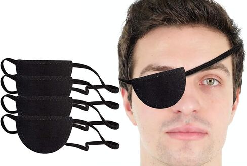 AMZ حزمة من 12 رقعة عين سوداء. حزام مرن قابل للتعديل للأطفال والكبار. عصابة رأس مرنة مع لمسة نهائية من الساتان الأسود. رائع لزي القرصان وحفلات الهالوين والألعاب. in Kuwait