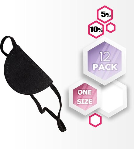 AMZ حزمة من 12 رقعة عين سوداء. حزام مرن قابل للتعديل للأطفال والكبار. عصابة رأس مرنة مع لمسة نهائية من الساتان الأسود. رائع لزي القرصان وحفلات الهالوين والألعاب. in Kuwait