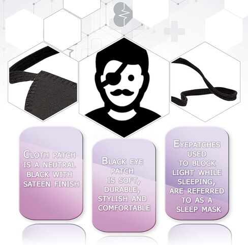 AMZ حزمة من 12 رقعة عين سوداء. حزام مرن قابل للتعديل للأطفال والكبار. عصابة رأس مرنة مع لمسة نهائية من الساتان الأسود. رائع لزي القرصان وحفلات الهالوين والألعاب. in Kuwait