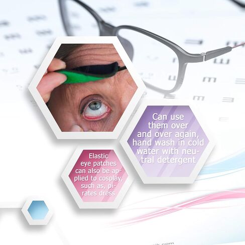 AMZ حزمة من 12 رقعة عين سوداء. حزام مرن قابل للتعديل للأطفال والكبار. عصابة رأس مرنة مع لمسة نهائية من الساتان الأسود. رائع لزي القرصان وحفلات الهالوين والألعاب. in Kuwait