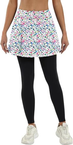 LouKeith Skirted Leggings for Women Athletic Skirt with Leggings Tennis Skirt Yoga Running Golf Skirts with 4 Pockets in Saudi Arabia