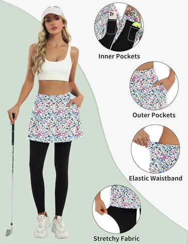 LouKeith Skirted Leggings for Women Athletic Skirt with Leggings Tennis Skirt Yoga Running Golf Skirts with 4 Pockets in Saudi Arabia