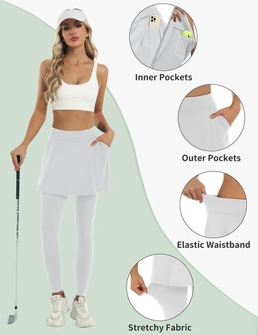 LouKeith Skirted Leggings for Women Athletic Skirt with Leggings Tennis Skirt Yoga Running Golf Skirts with 4 Pockets in Saudi Arabia