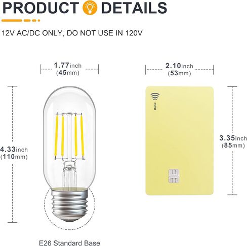 12V Low Voltage LED Light Bulbs - Soft Warm 2700K 4W E26 Edison Base 40W Equivalent - 12 Volt DC/AC A19 Bulb for RV Ceiling - 2 Pack in Saudi Arabia