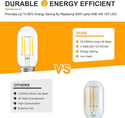12V Low Voltage LED Light Bulbs - Soft Warm 2700K 4W E26 Edison Base 40W Equivalent - 12 Volt DC/AC A19 Bulb for RV Ceiling - 2 Pack in Saudi Arabia