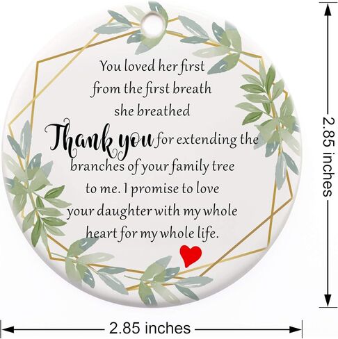 Two-Side Printed Ceramic Wedding Ornament from Groom, Gift for Mother of The Bride, Mother in Law Gift from Groom - I Promise to Love Your Daughter with My Whole Heart for My Whole Life in Saudi Arabia
