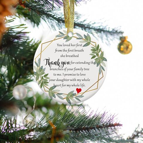 Two-Side Printed Ceramic Wedding Ornament from Groom, Gift for Mother of The Bride, Mother in Law Gift from Groom - I Promise to Love Your Daughter with My Whole Heart for My Whole Life in Saudi Arabia