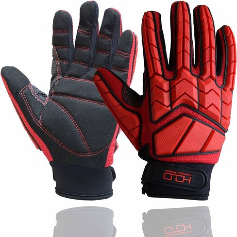 HANDLANDY Anti Vibration Gloves, SBR Padding, TPR Protector Impact Gloves, Men Mechanic Work Gloves (Large) in Saudi Arabia